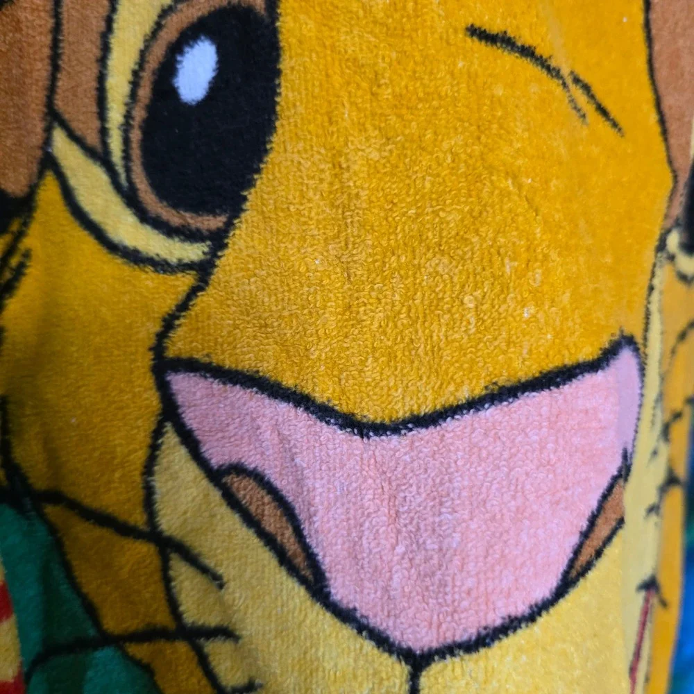 Disney Lion King Beach Towel Simba Vintage 90s Franco Cotton Graphic Blue 57x29